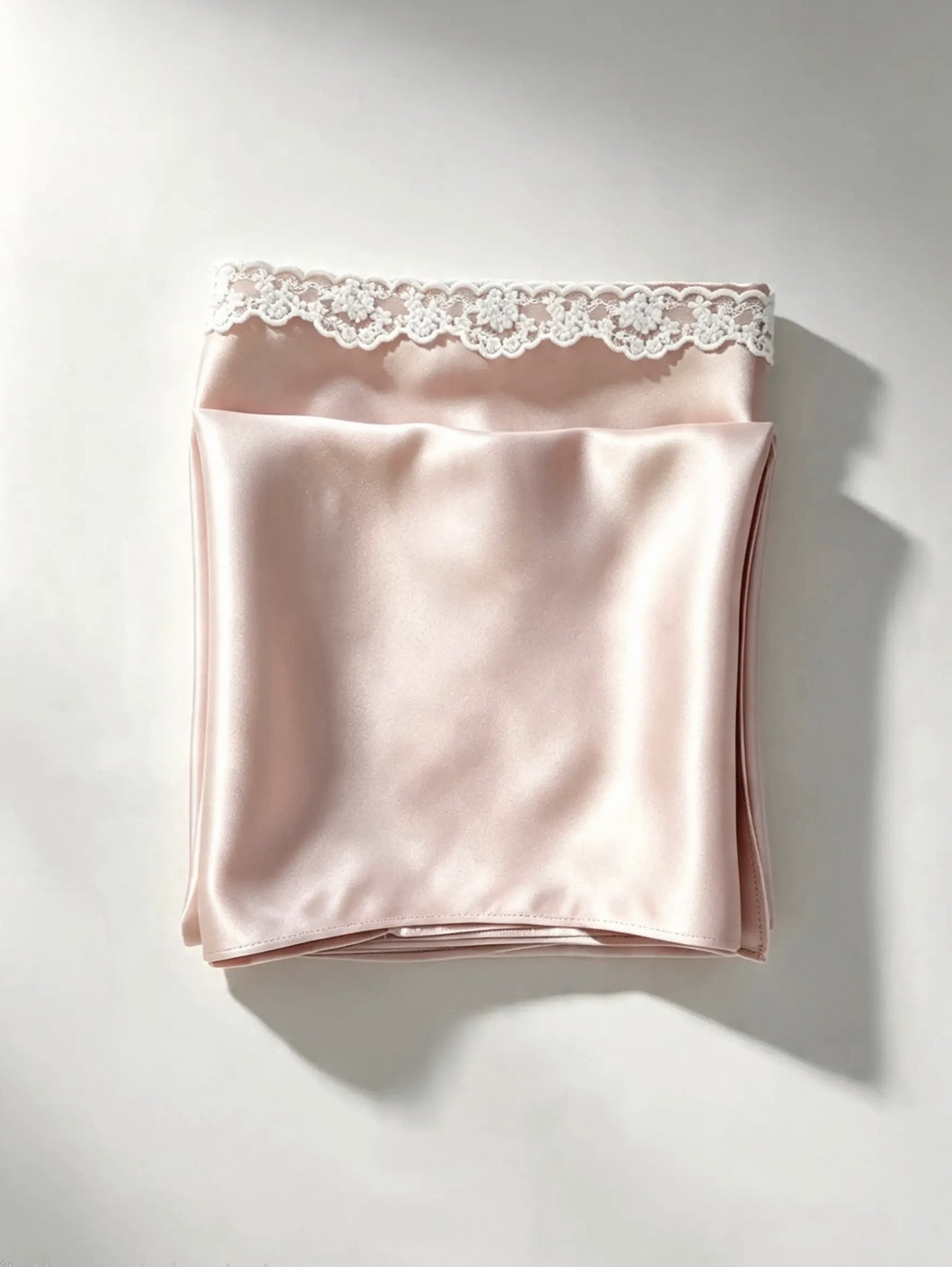 Lace Trim Silk Hijab Scarf Blush Pink